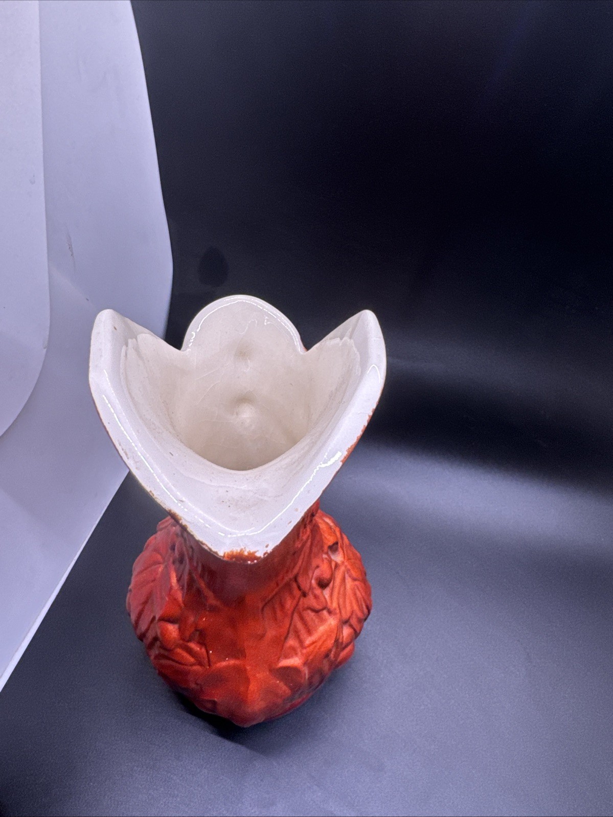 Vintage McCoy Pottery Pitcher Red Fruit Floral Vase MCM 9.5 Inches