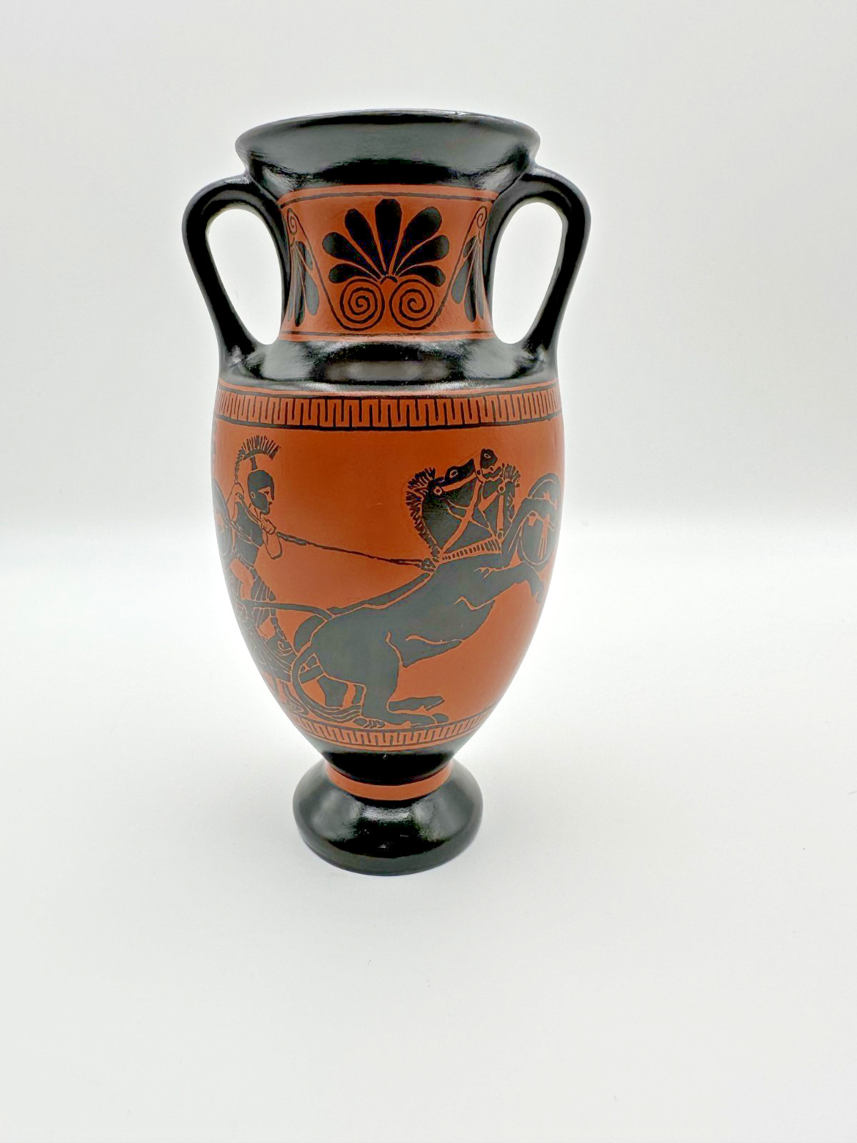 Handmade Black-Figure Greek Amphora Replica Vase – Chersones, Crimea, 1990s