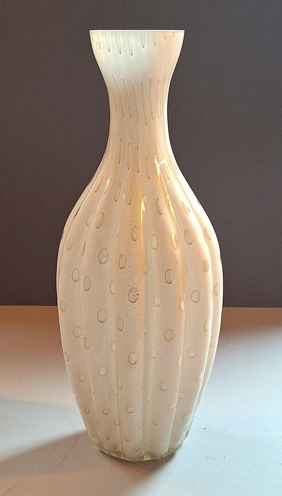 Alfredo Barbini Bullicante Art Glass Vase Lamp Drilled Vintage 1960s MCM Italian