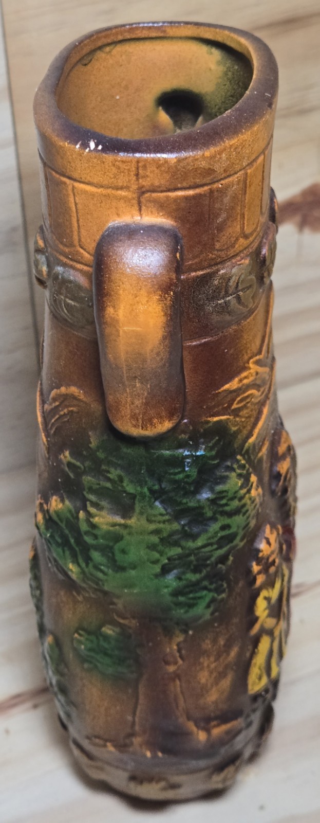Vintage Norleans Japan Scenic Pottery Vase Planter Cottage Mountain Relief…