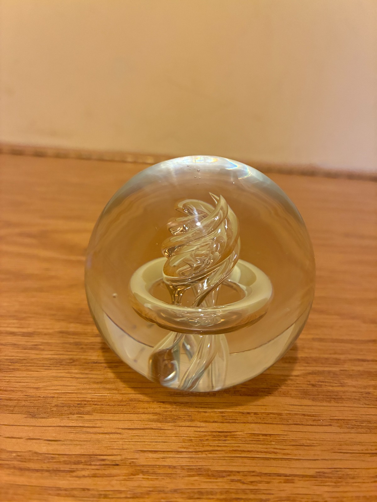 Paul Miller “Astral” Design Clear Glass Paperweight Langham England Signed