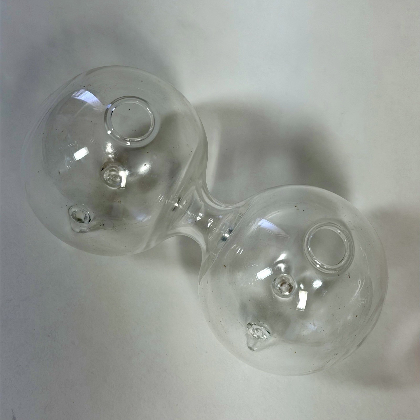 Vase Borosilicate Hand Blown Clear Glass Double Round Sphere Boob Vase Joke