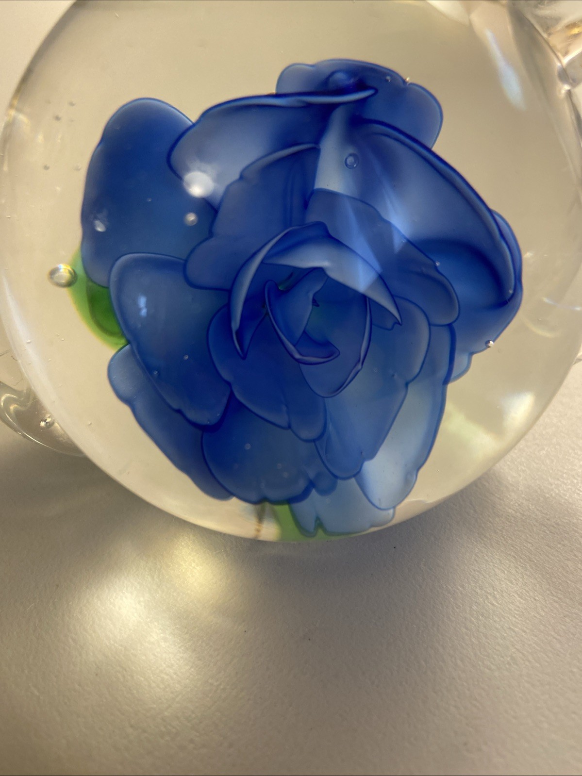 Dynasty Gallery heirloom glass blue flower teapot paperweight 1.5 lbs 3 3/4” H