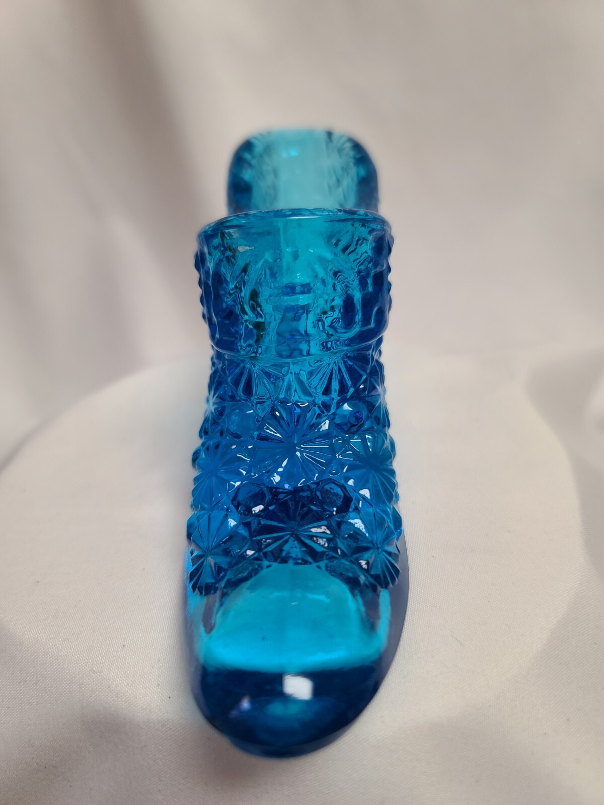 Vintage Fenton Colonial Cobalt Blue Daisy Button Slipper Shoe Toothpick Holder