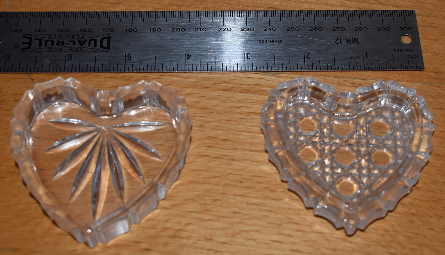 PRICE DROP Vintage Cut Glass Heart Shaped Dish Trinket Jewelry Box w Lid