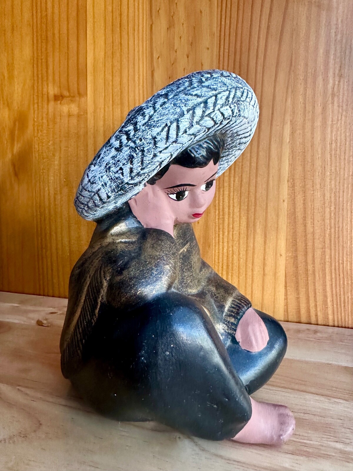 Vintage 7″ Sombrero Ceramic Sitting Figurines