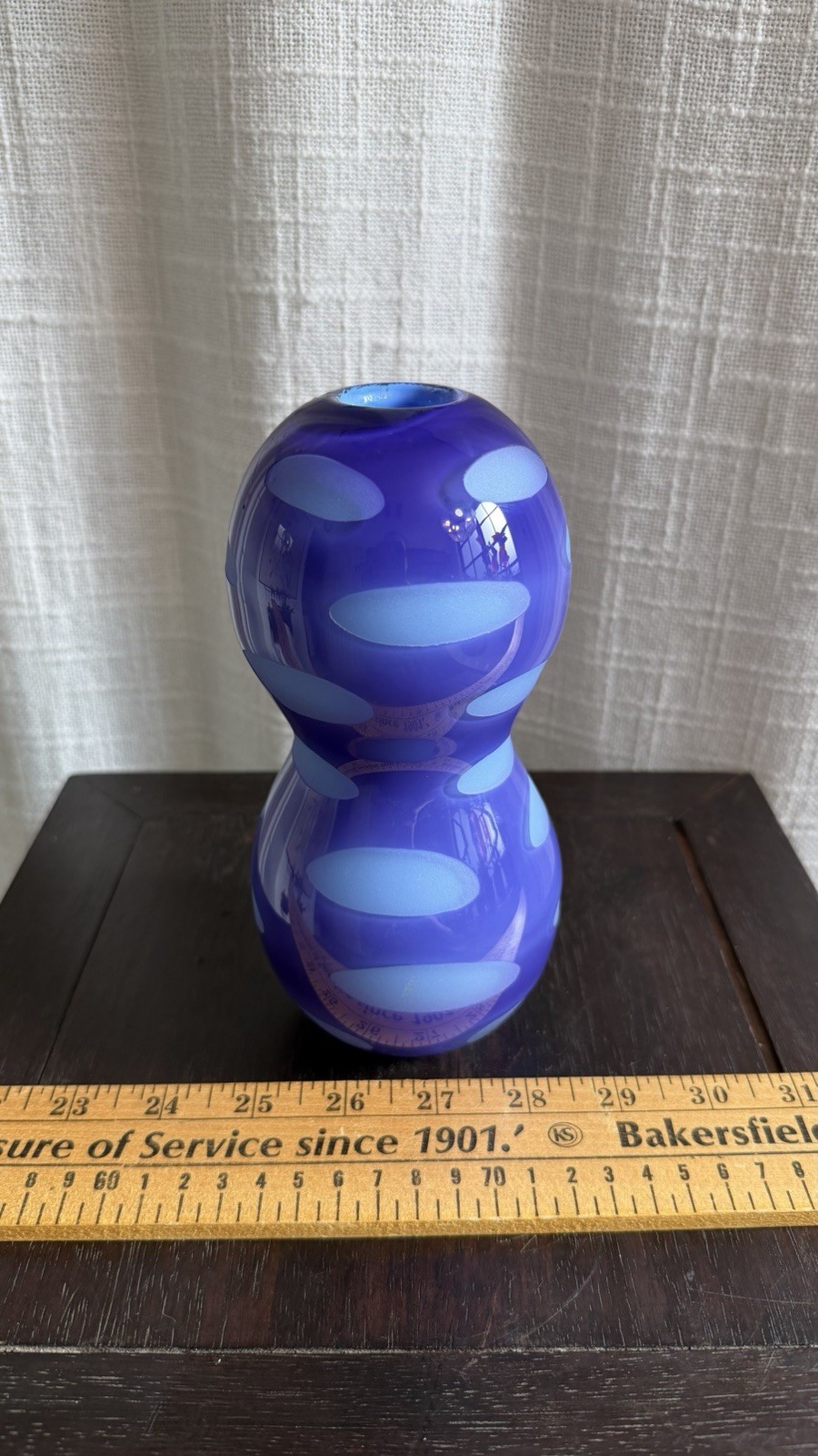 Kosta Boda By Gunnel Sahlin Contemporary Spotted Purple Glass Bulb Vase 7.5”
