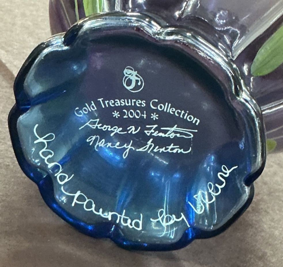 Fenton Mulberry Melon Vase GEORGE & NANCY FENTON Signature; Autograph by Artist