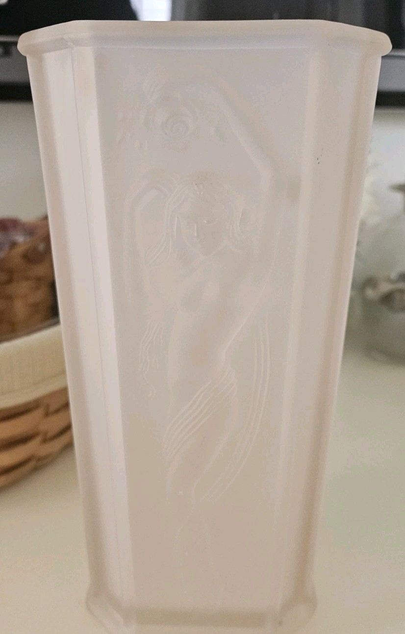 Vintage 1984 Sarsaparilla Deco Designs Pink Frosted Art Glass Vase