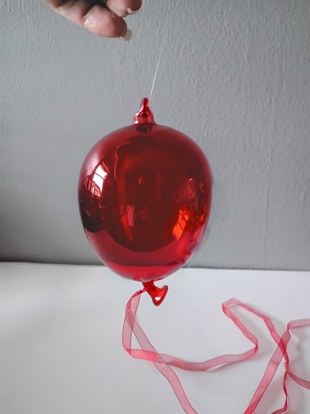 Blown Glass 3D Balloon Shaped Hanging Art Sculpture Suncatcher 5″ Red Ornament