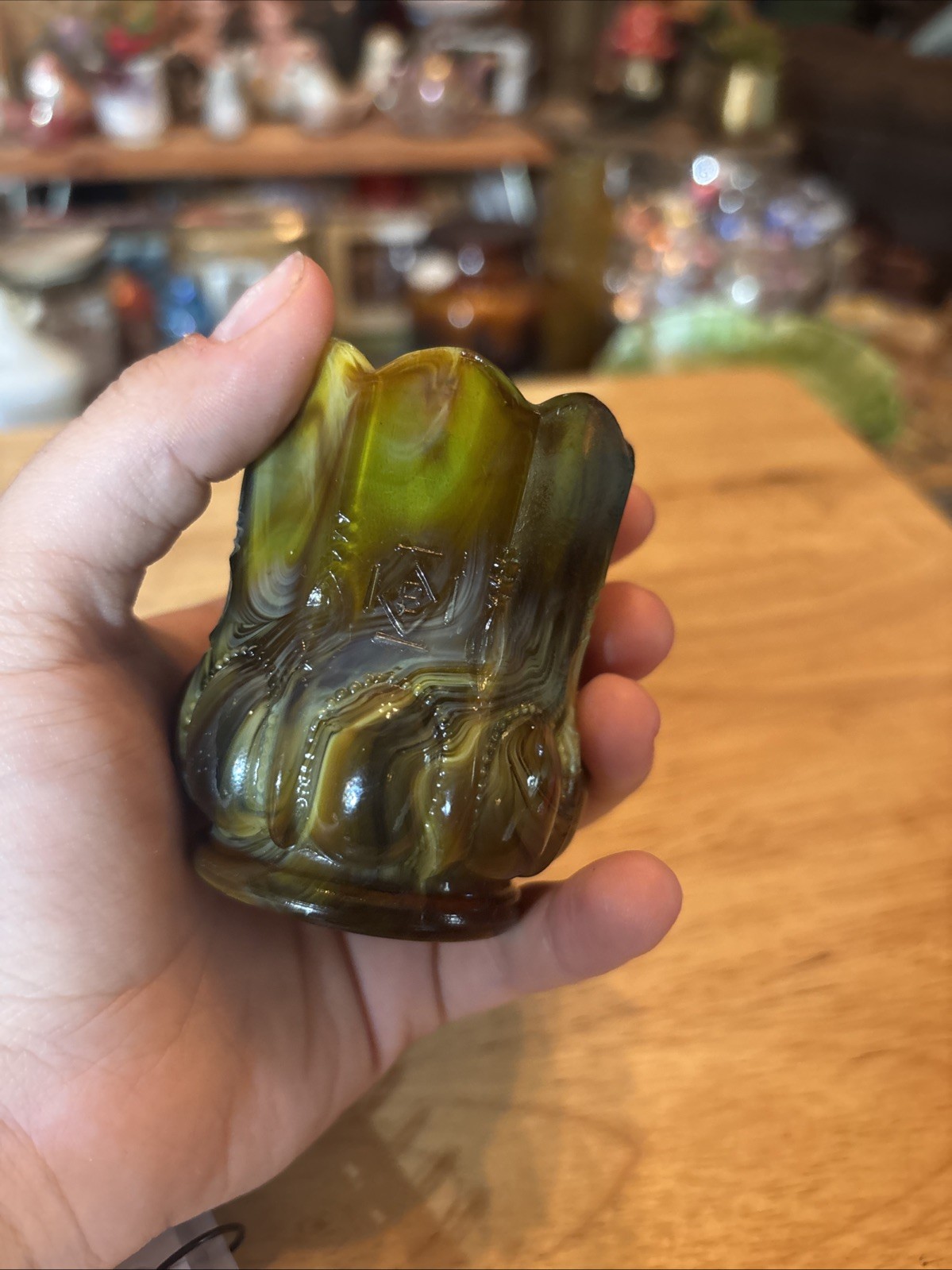 Boyd Uv Reactive Autumn Harvest Toothpick Holder Glows Green And Orange