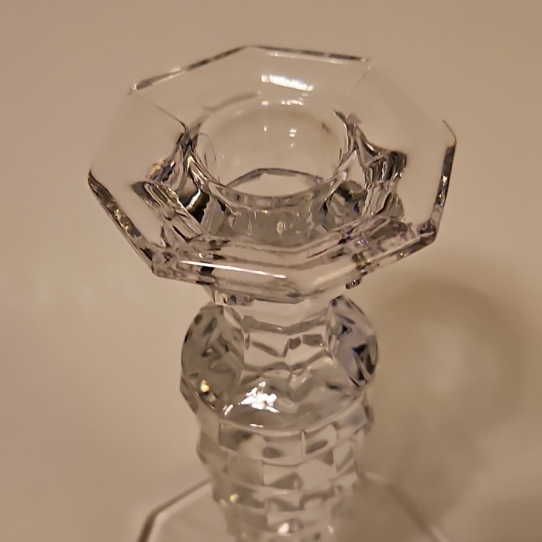 Fostoria Early American Clear Cube Crystal Candlestick Candle Holder 6.5″ Cubist