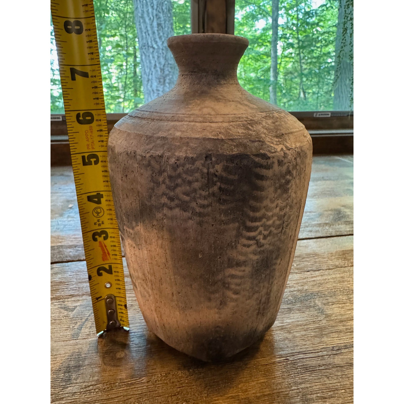 Signed Studio Pottery Rustic Raku Vase Primitive Earthy Textured Vessel