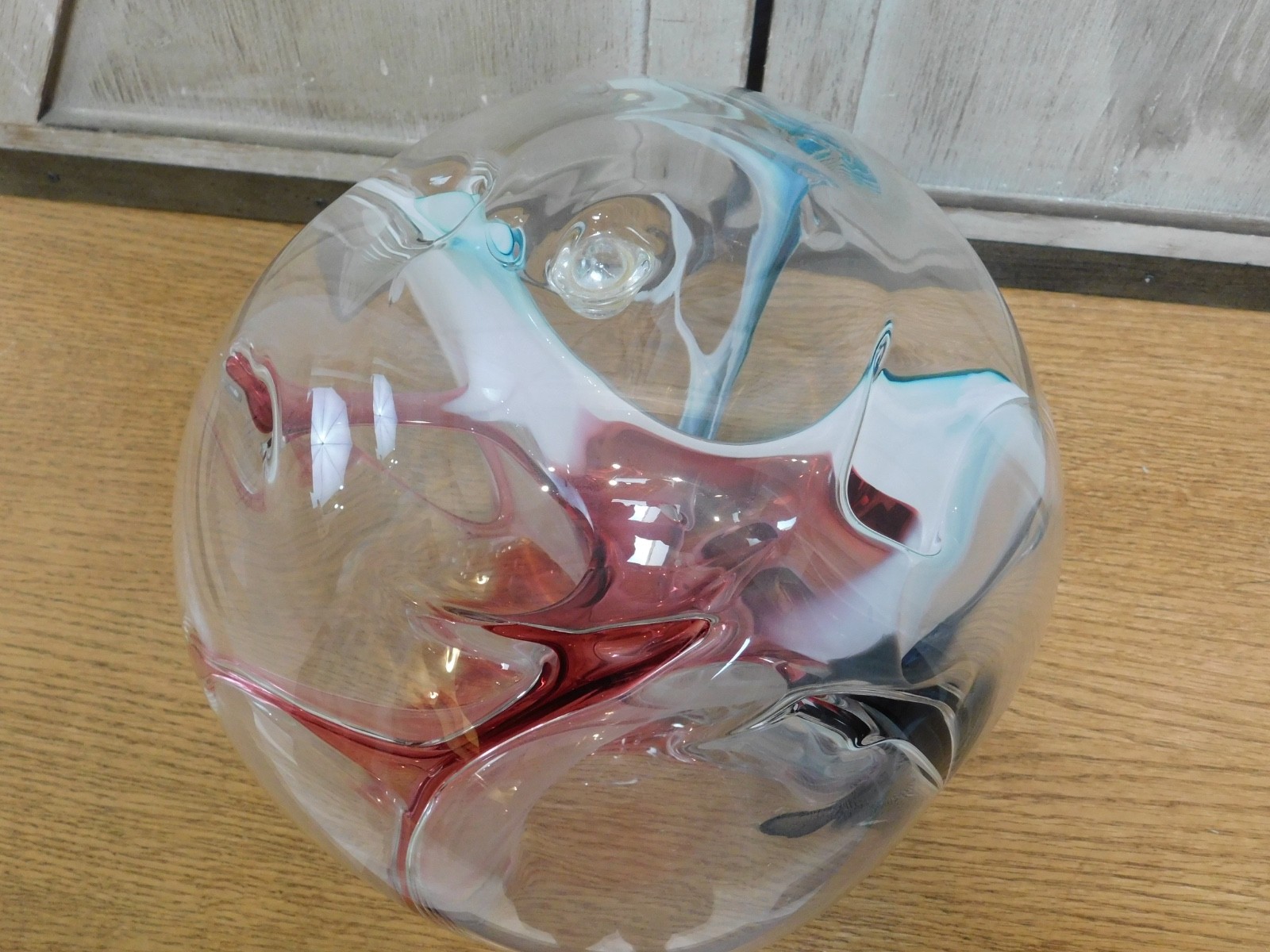 Peter Bramhall Art Glass Hand Blown Orb Sphere Globe 1997 9.5
