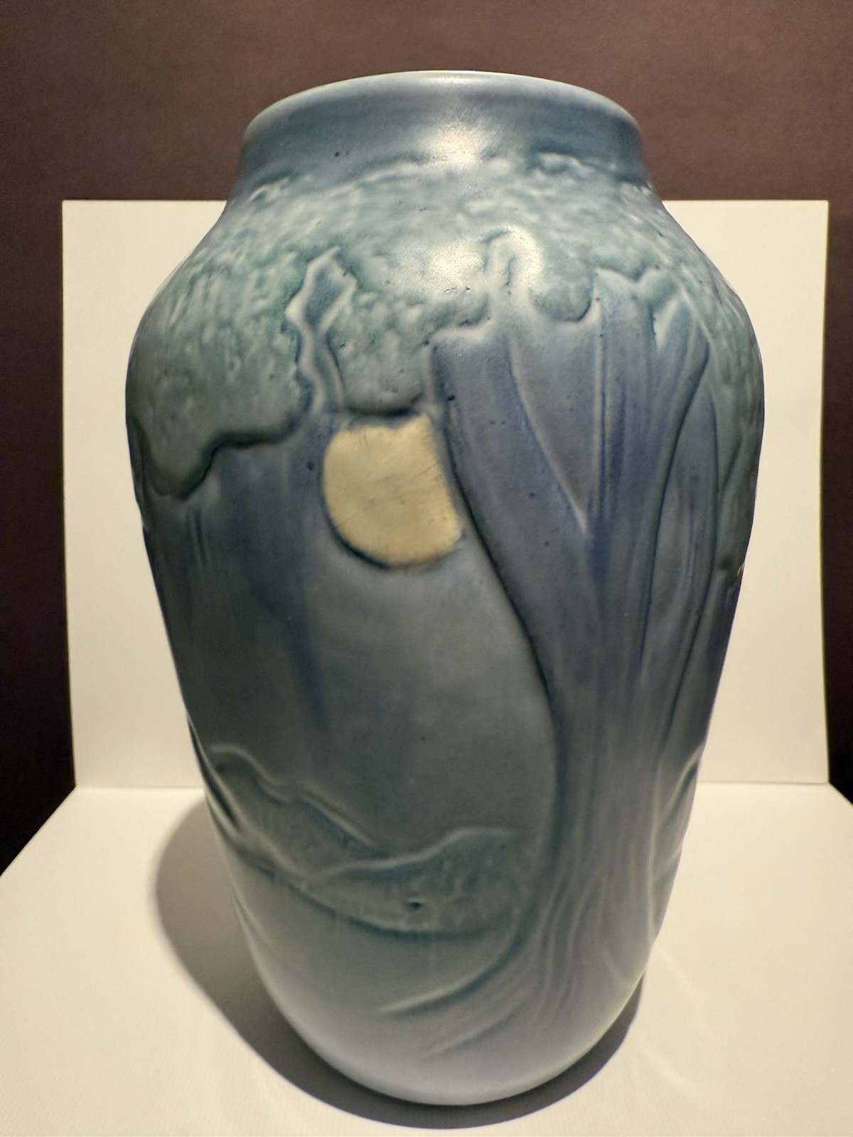 Ephraim Faience Moonlight Landscape Newcomb Style Stamped On Base Kevin Hicks 8”
