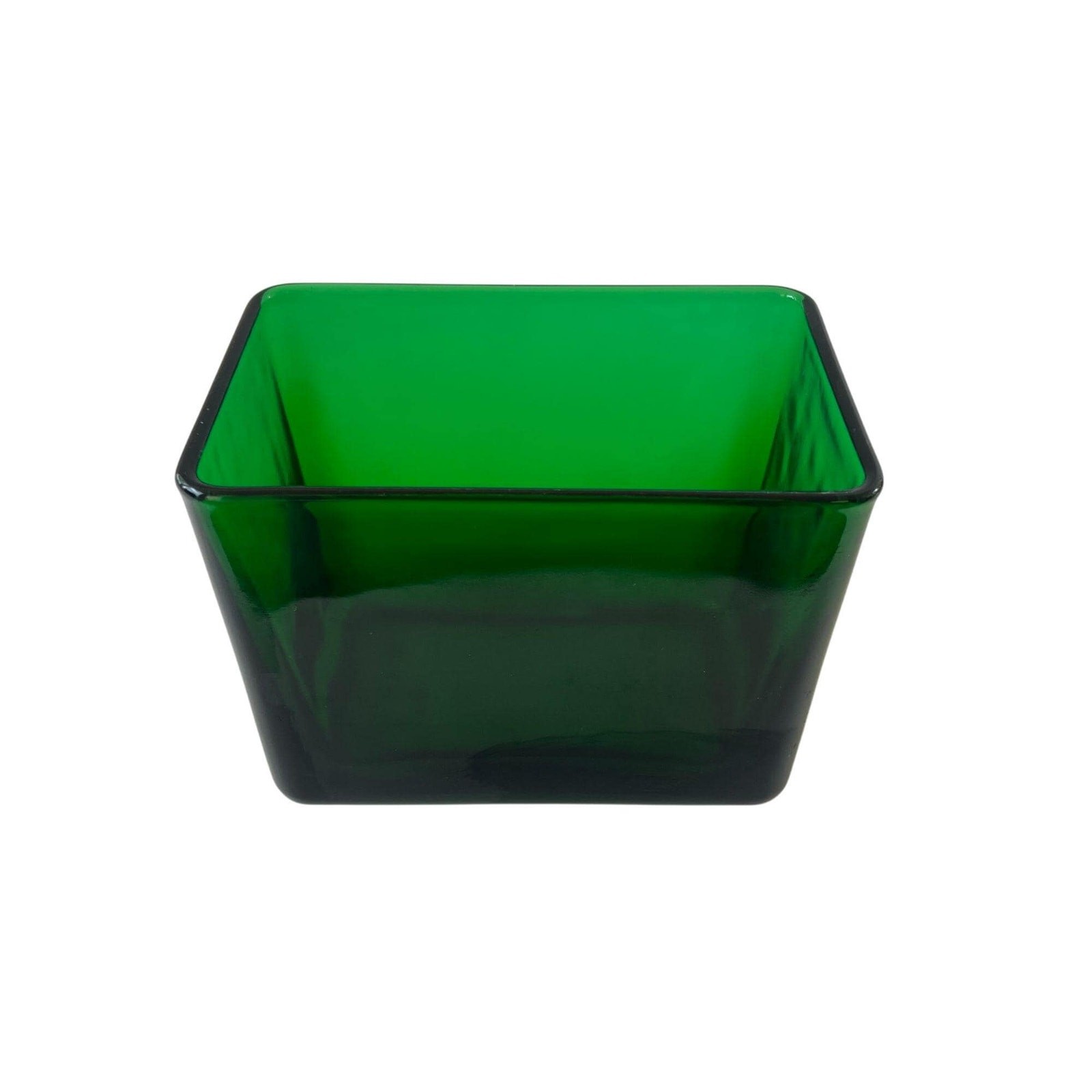 NAPCO Green Glass Rectangular Vase Planter Candle Holder Vintage MCM Decor