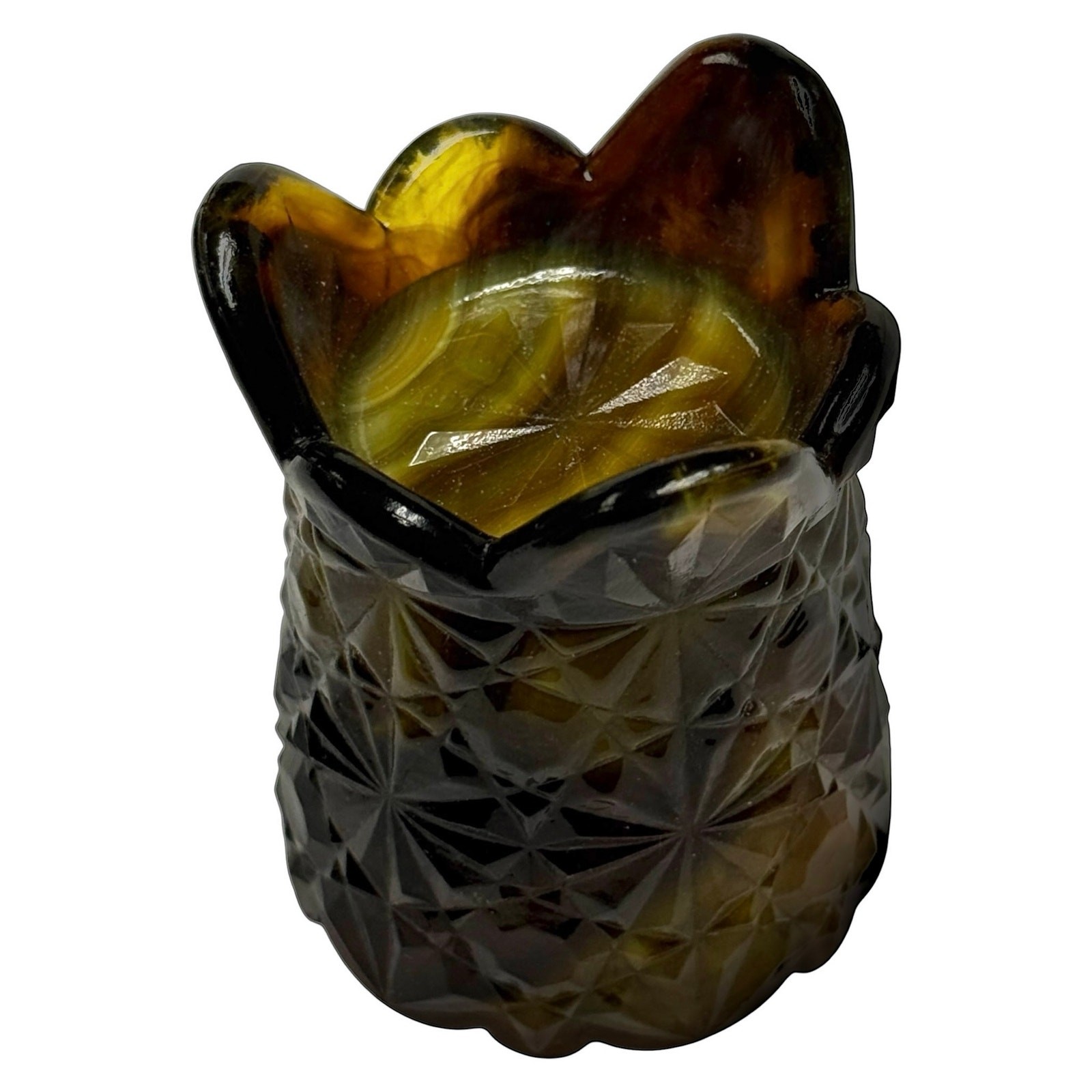 Boyd Glass Daisy Button Toothpick Holder 1999 Autumn Harvest GLOWS OOAK B1817
