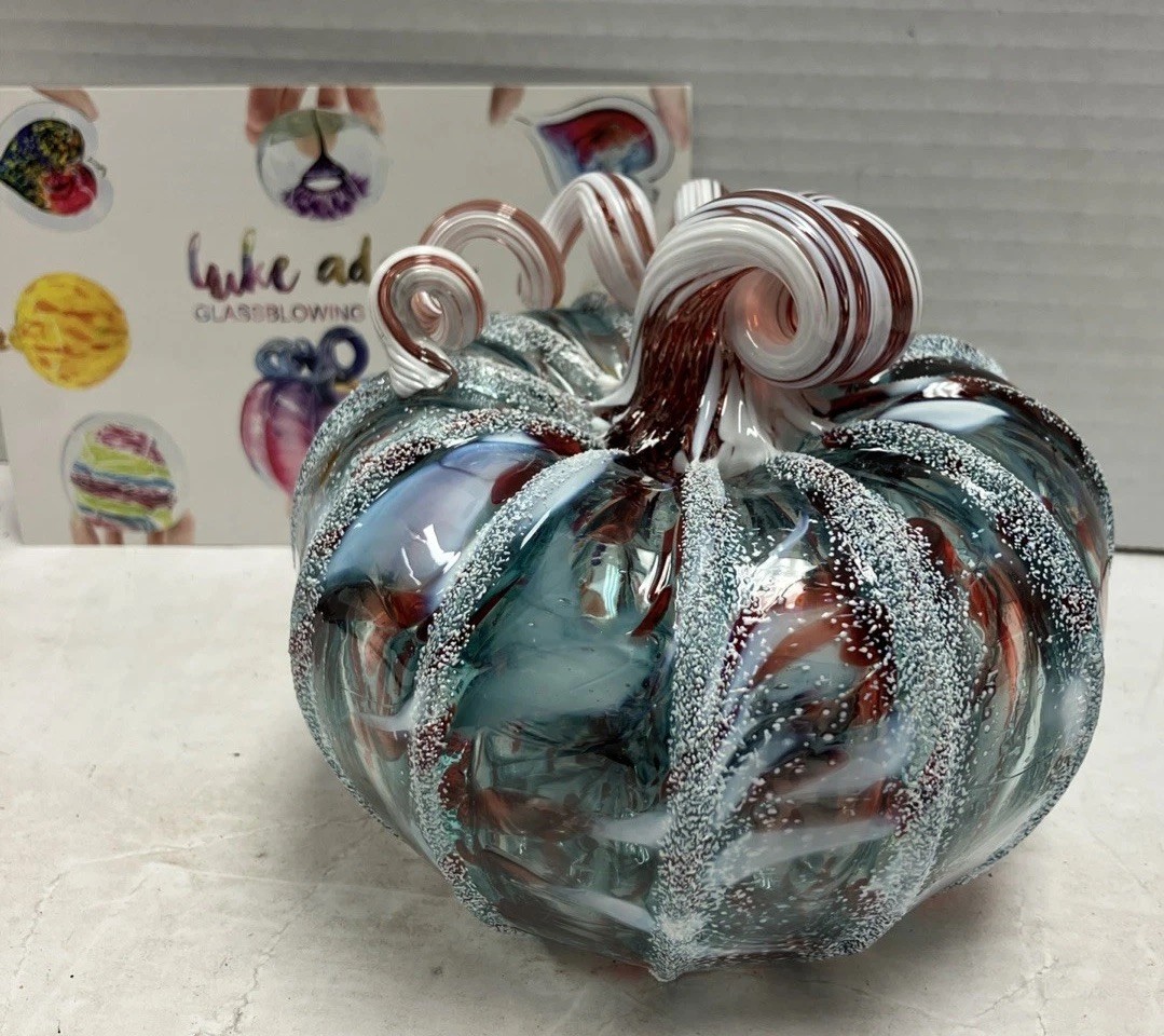Luke Adams Glassblowing Studio Baby Winter Frost Pumpkin Blue White