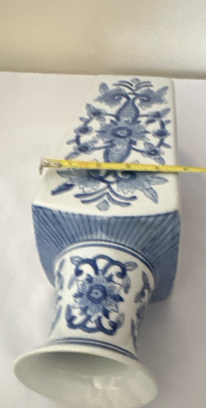 Vintage A&A Blue & White Floral Porcelain Vase 15 in Decorative Glossy Japan