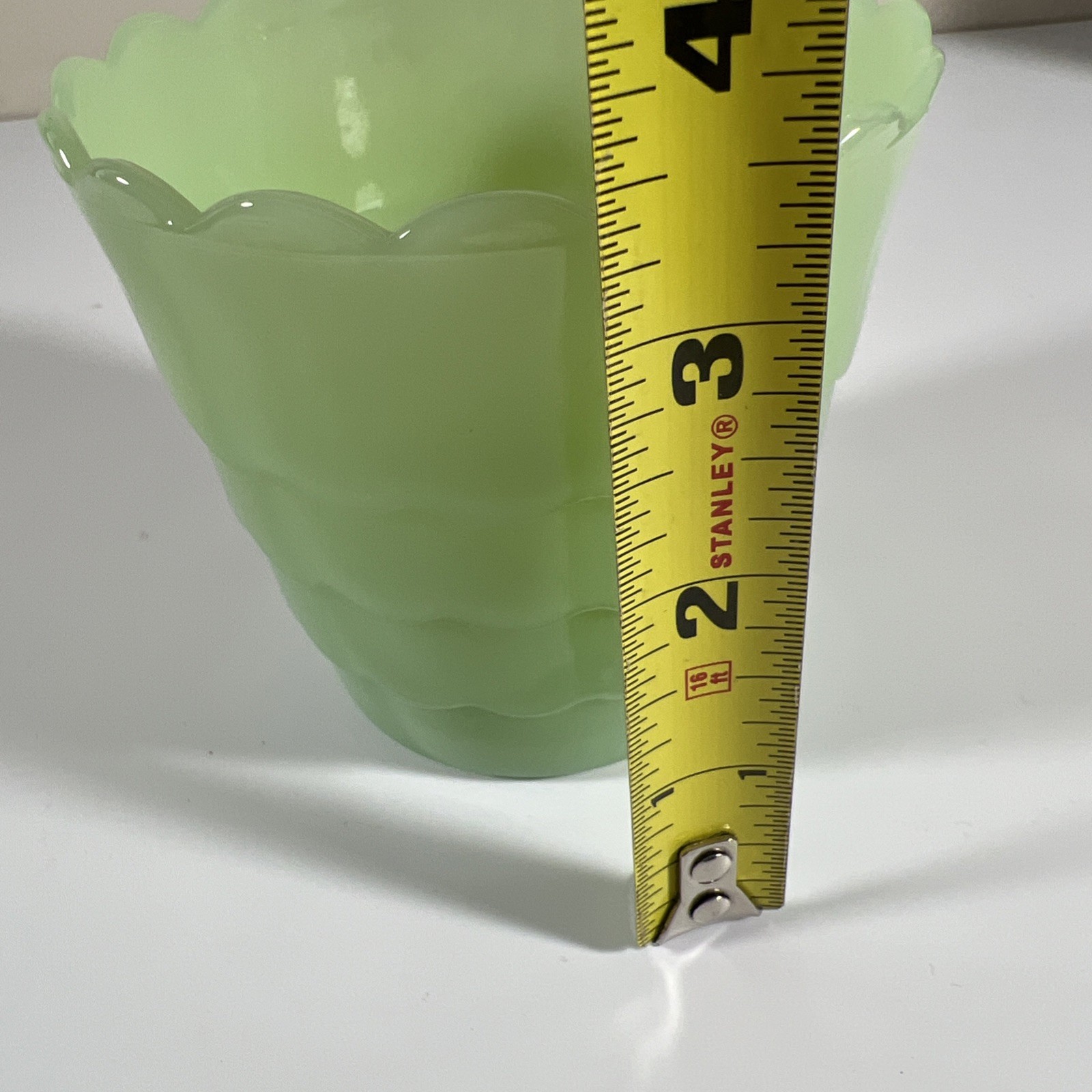 Vtg. 3.5″ Fire King Jadeite Glass Flower Pot