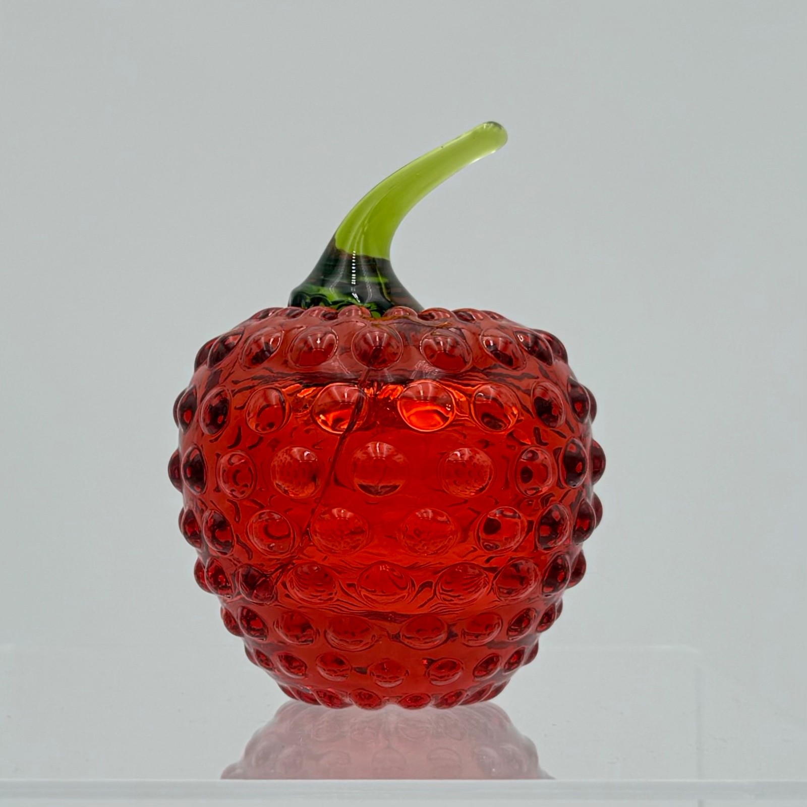 3.75” Persimmon Orange Viking #7294 Rainbow #832 Glass Berry Paperweight Fruit