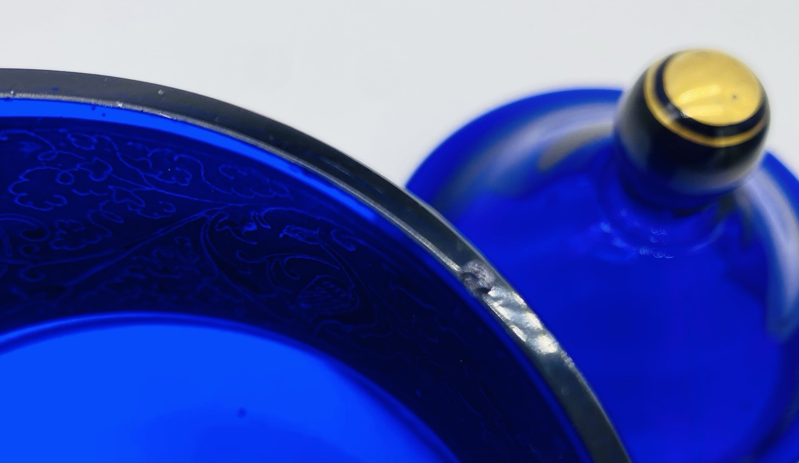 c.1890 Bohemian MOSER Cobalt Blue And Gold Glass Jar With Gold Gild Band