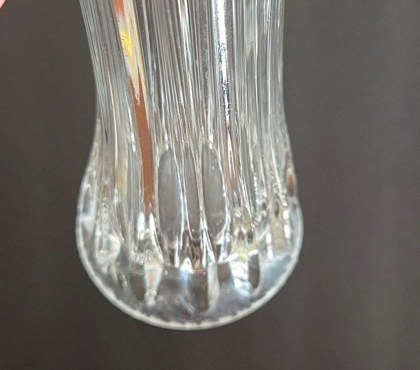 Vintage Stretch Swung Vase Clear Glass Thick Defined Ribbed Base – 22.5″ Tall