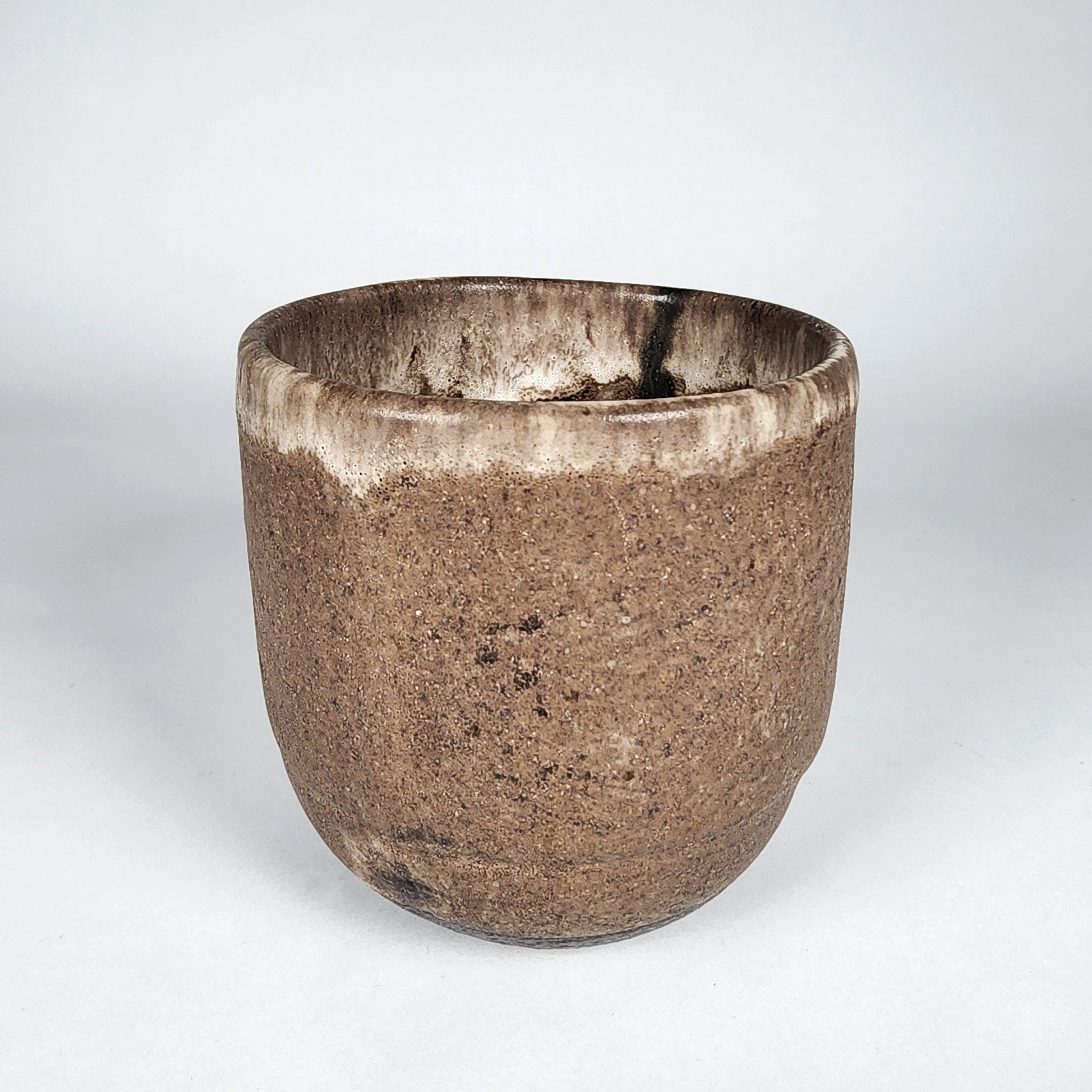 McCartys Pottery Vase Vessel Bowl Nutmeg Brown Cream Mississippi River 4.2″ Tall