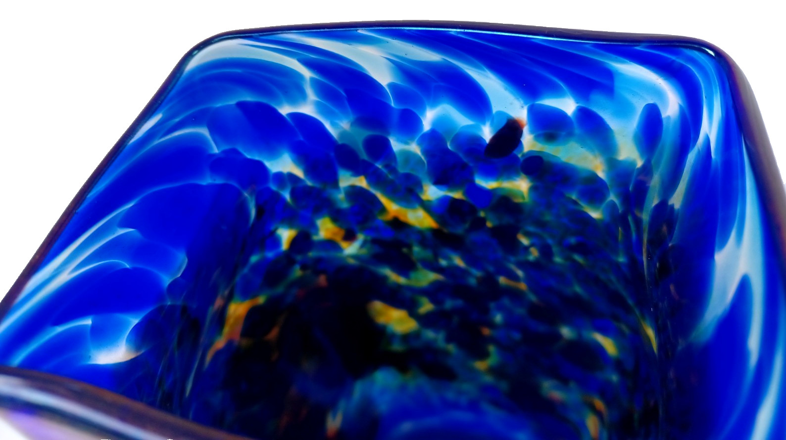 Stunning Vintage Signed 2000 David Tate 6.75″ Iridescent Abstract Art Glass Vase