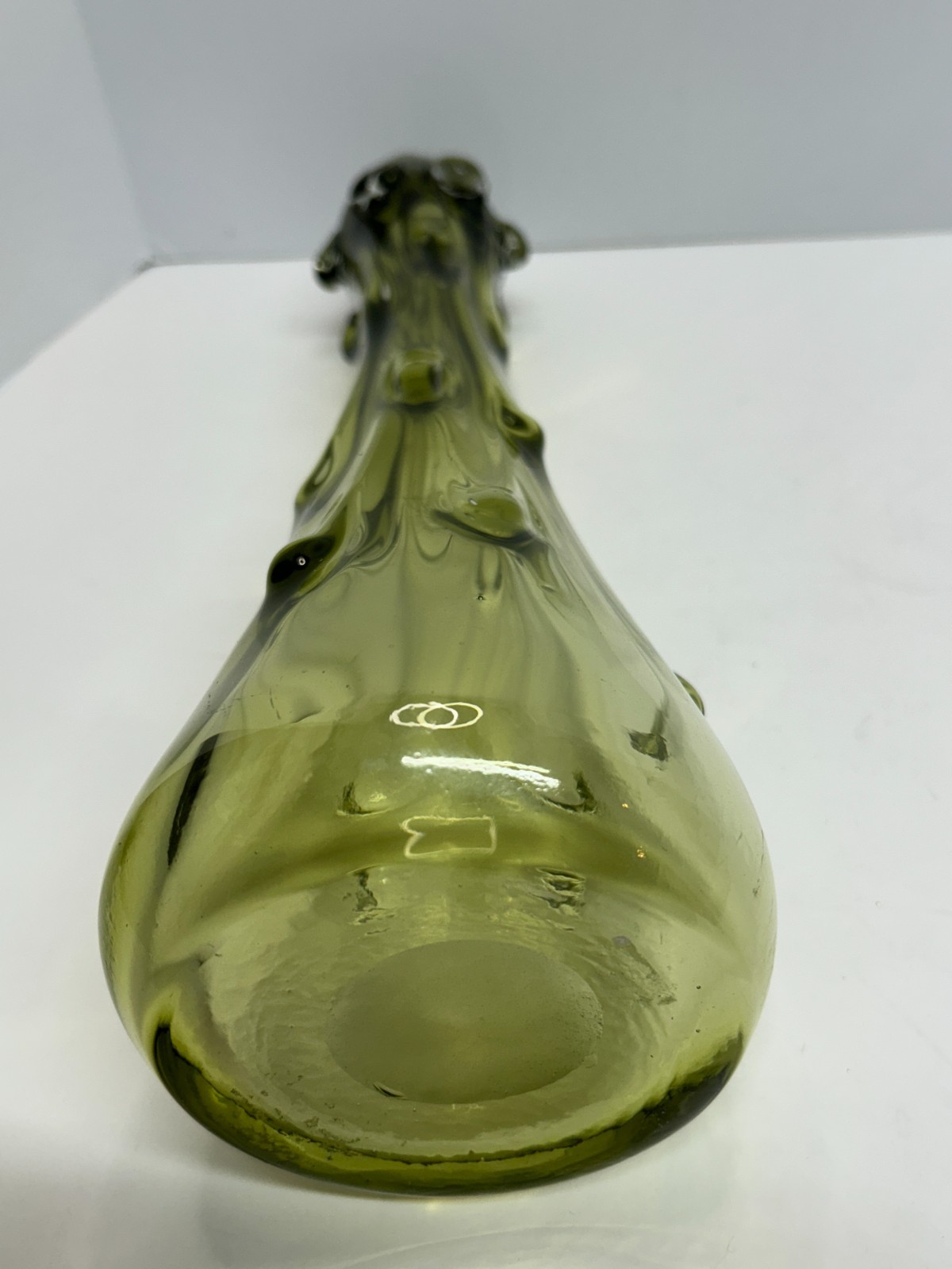 Vintage 17″ MCM Murano Green blown Glass Vase Seguso Art Glass 1960’s