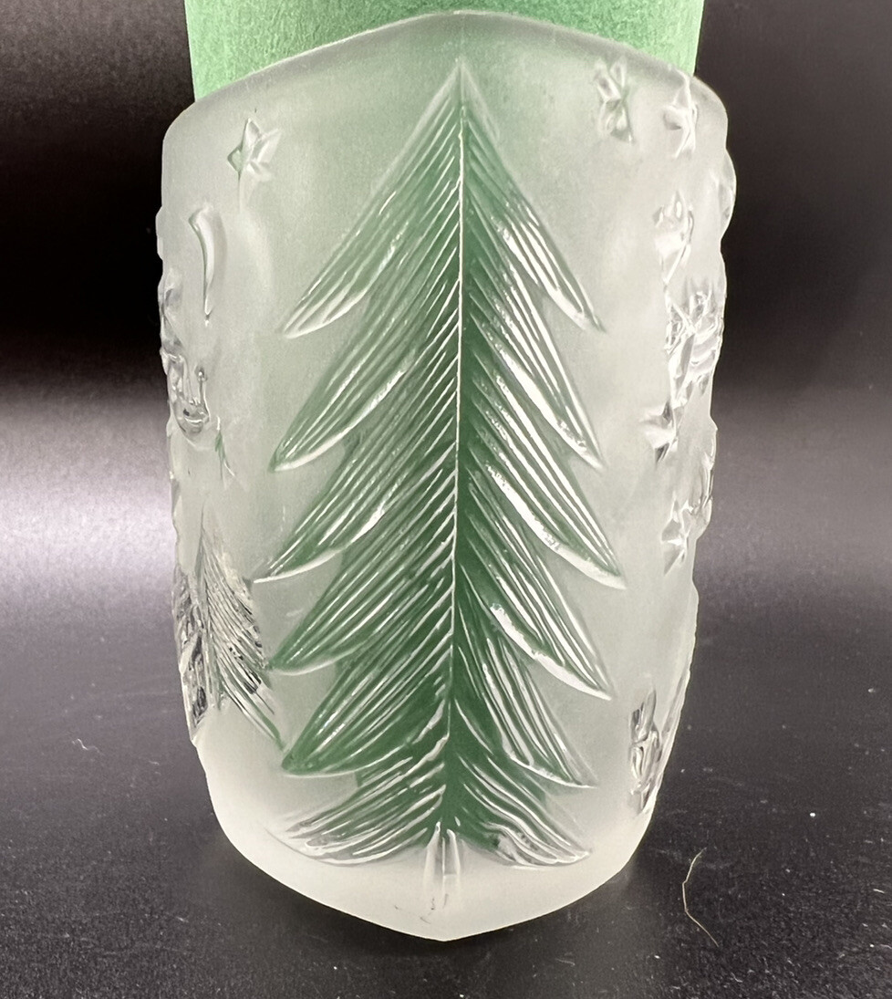 KIG Indonesia Frosted Glass Votive Candle Holder Santa Flying Through The Night