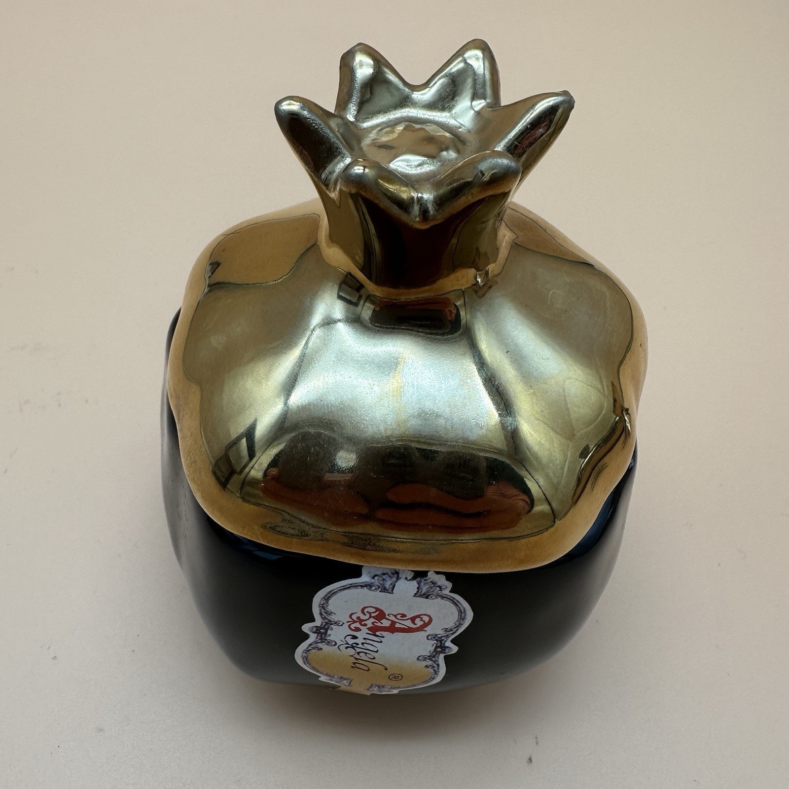 Angela Black & Gold Ceramic Trinket Glossy Decorative Pomegranate Dish with Lid