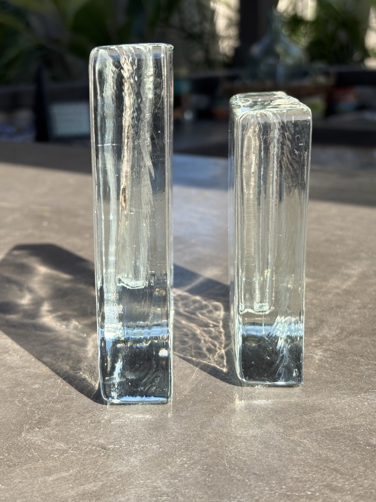 VTG Wiesenthal Hutte Solifleur Glass Block Bud Bases 5″ and 4″ Tall European