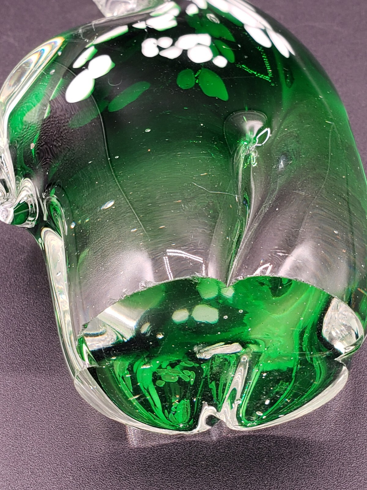 Vintage Crystal Clear Industries Green GIRAFFE Hand Blown Glass Figurine 10″