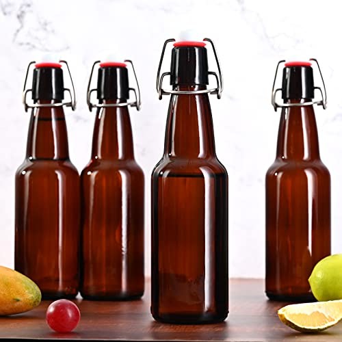 Amber Beer Bottles with Flip Caps, 12oz 10 Pack Glass 12 Ounces (10 Pack)