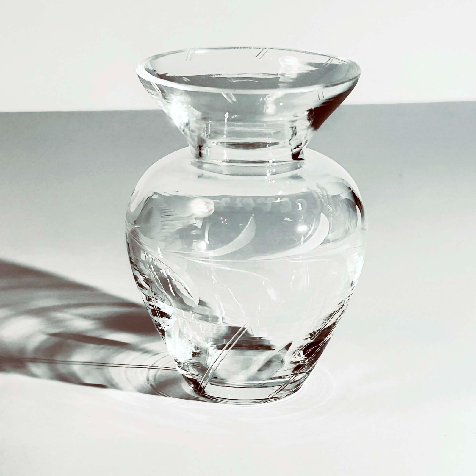 Bleikristall Bud Vase Lead Crystal Floral Etched Made in Germany 3.5″ tall