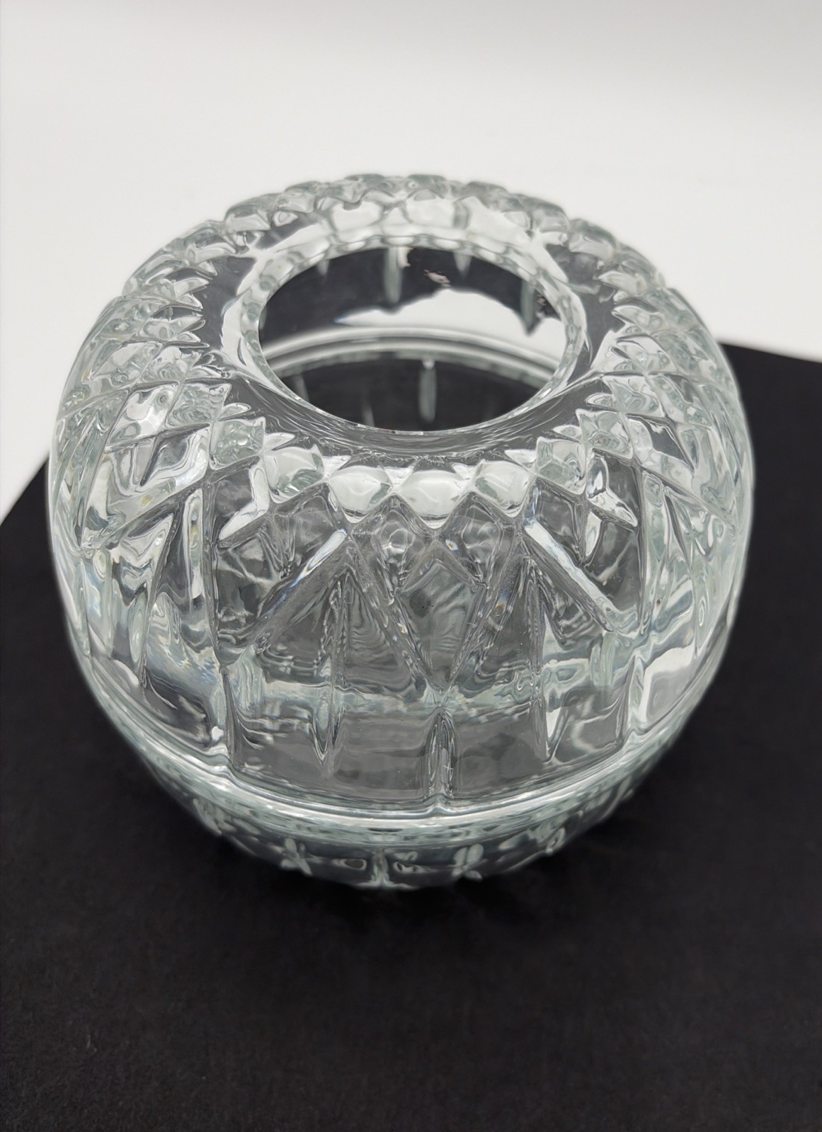 Vintage Homco Fairy Lamp Diamond Cut Glass Spherical clear Candle Holder