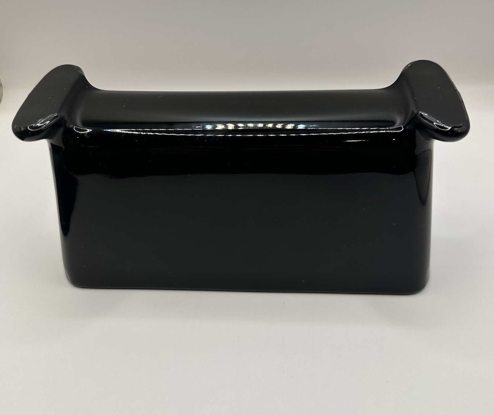 Fostoria Ebony Footed Window Box Vase Flower Box With Frog Beautiful! No Chips!