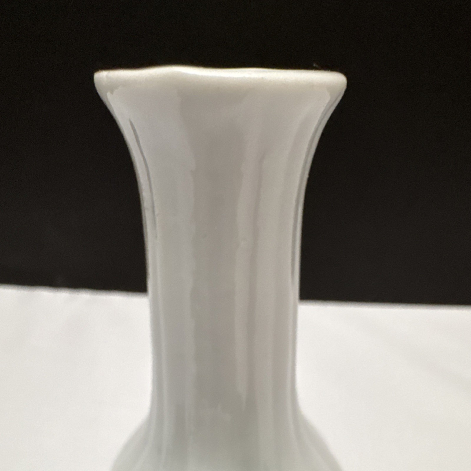 Miniature White Glossy Ceramic Vase 4-1/2″ in with Pink Rose Floral Accent