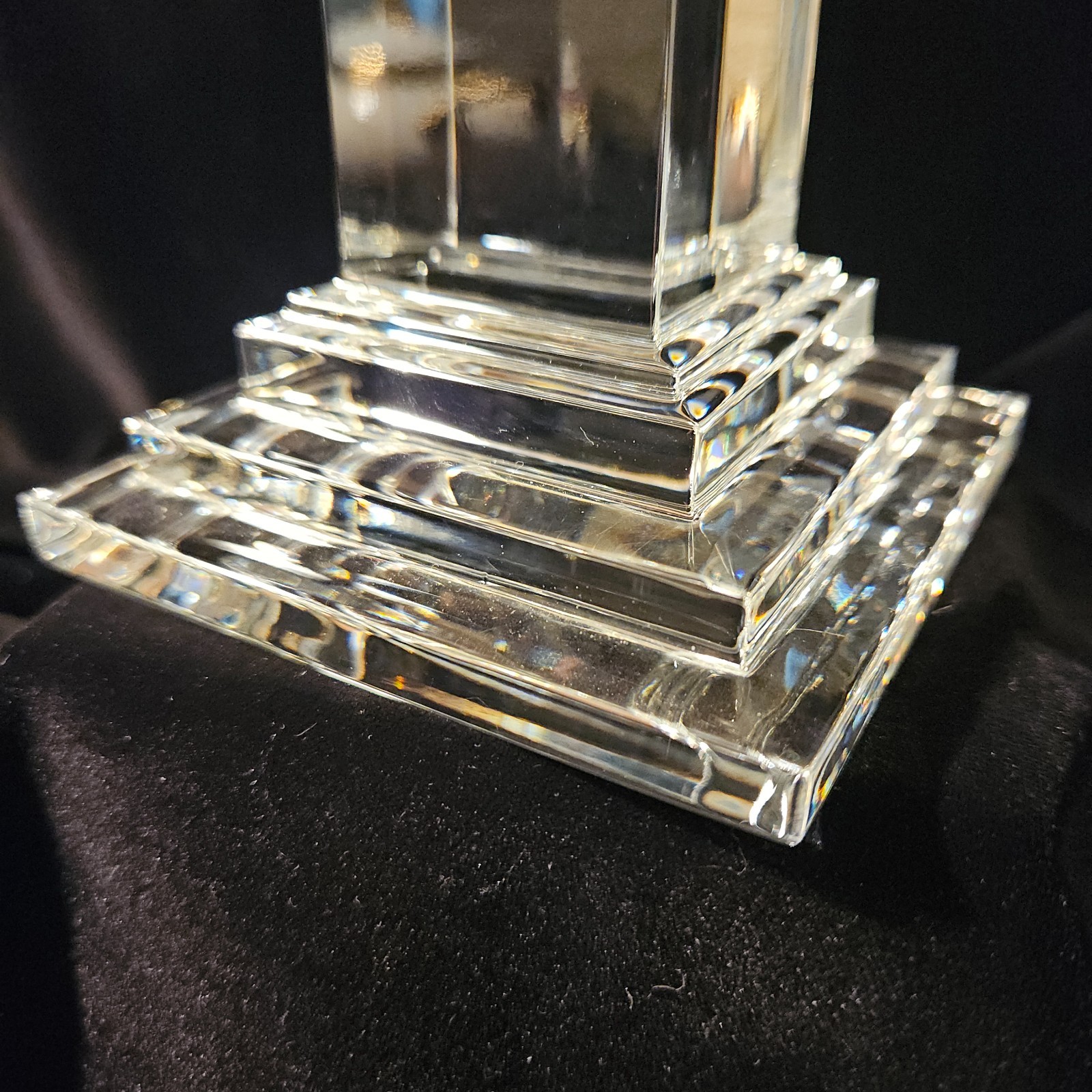 Waterford Crystal Metropolitan Candle Holder 5 3/8″ Art Deco Stepped Base Irelan