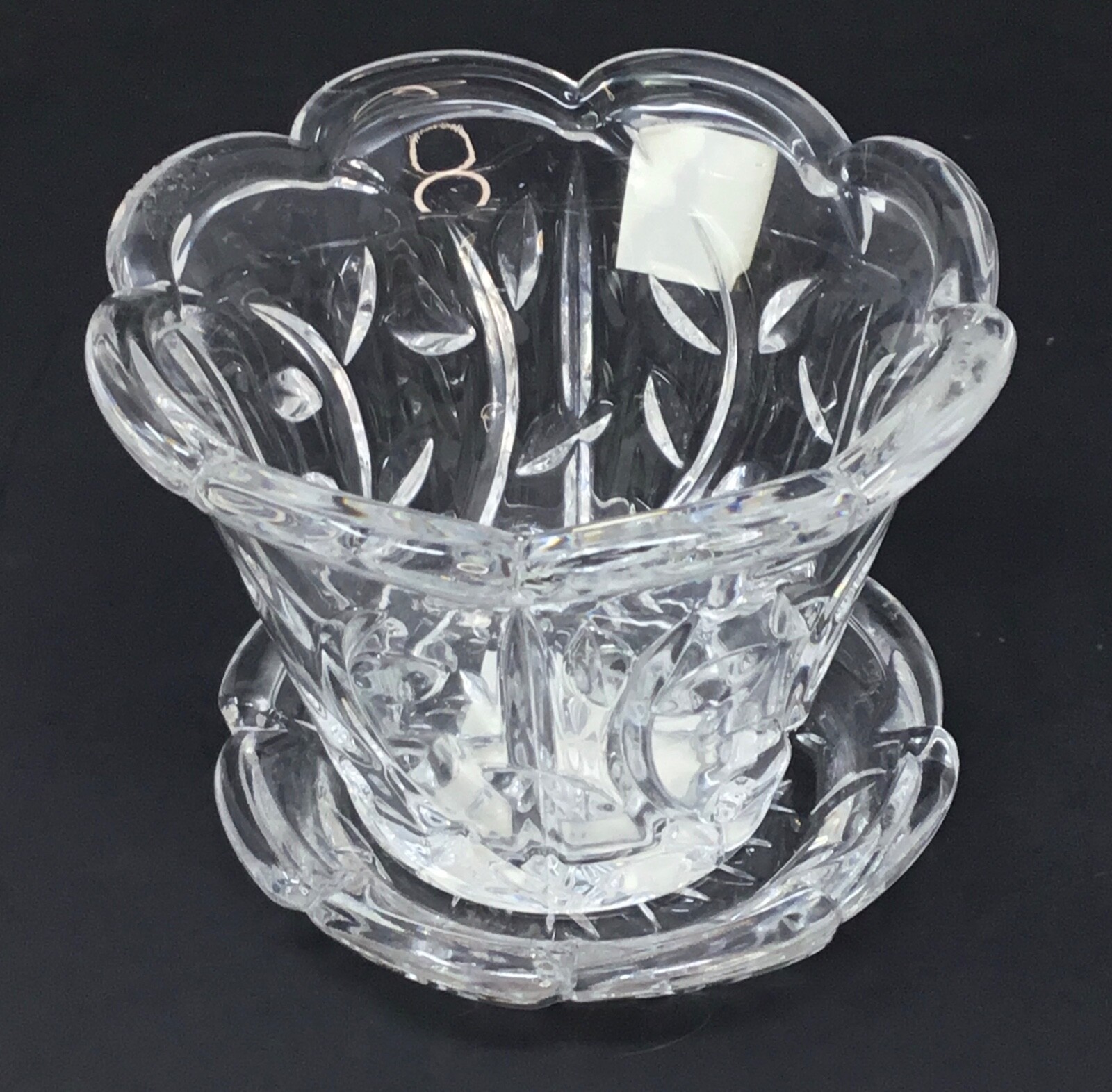 Fifth Avenue Crystal LTD Fairfax Flower Pot Votive Coaster Czech Republic 2 Pc