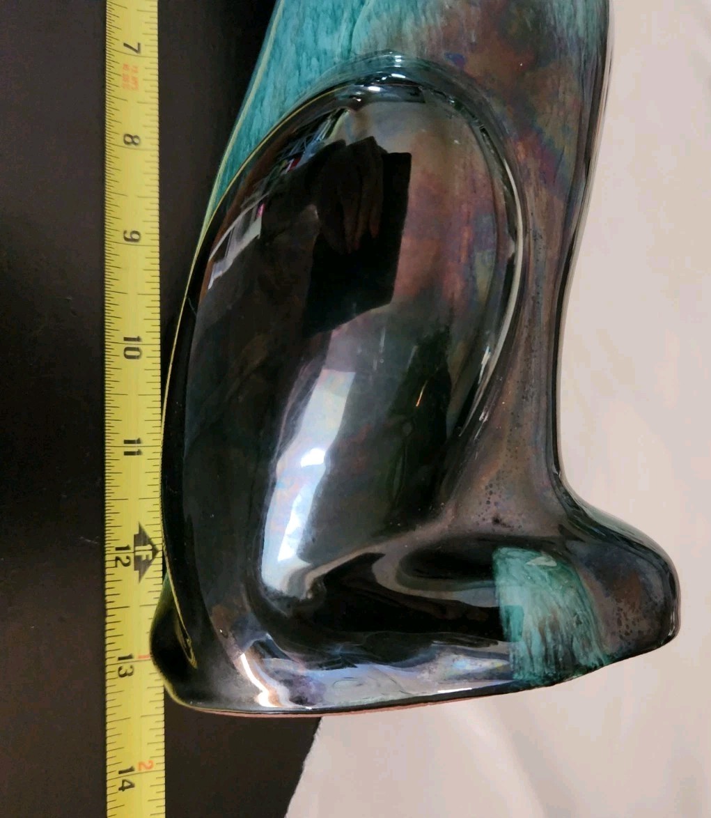 Blue Mountain Pottery Large Floppy Eared Dog Figurine Green Drip 13” Tall