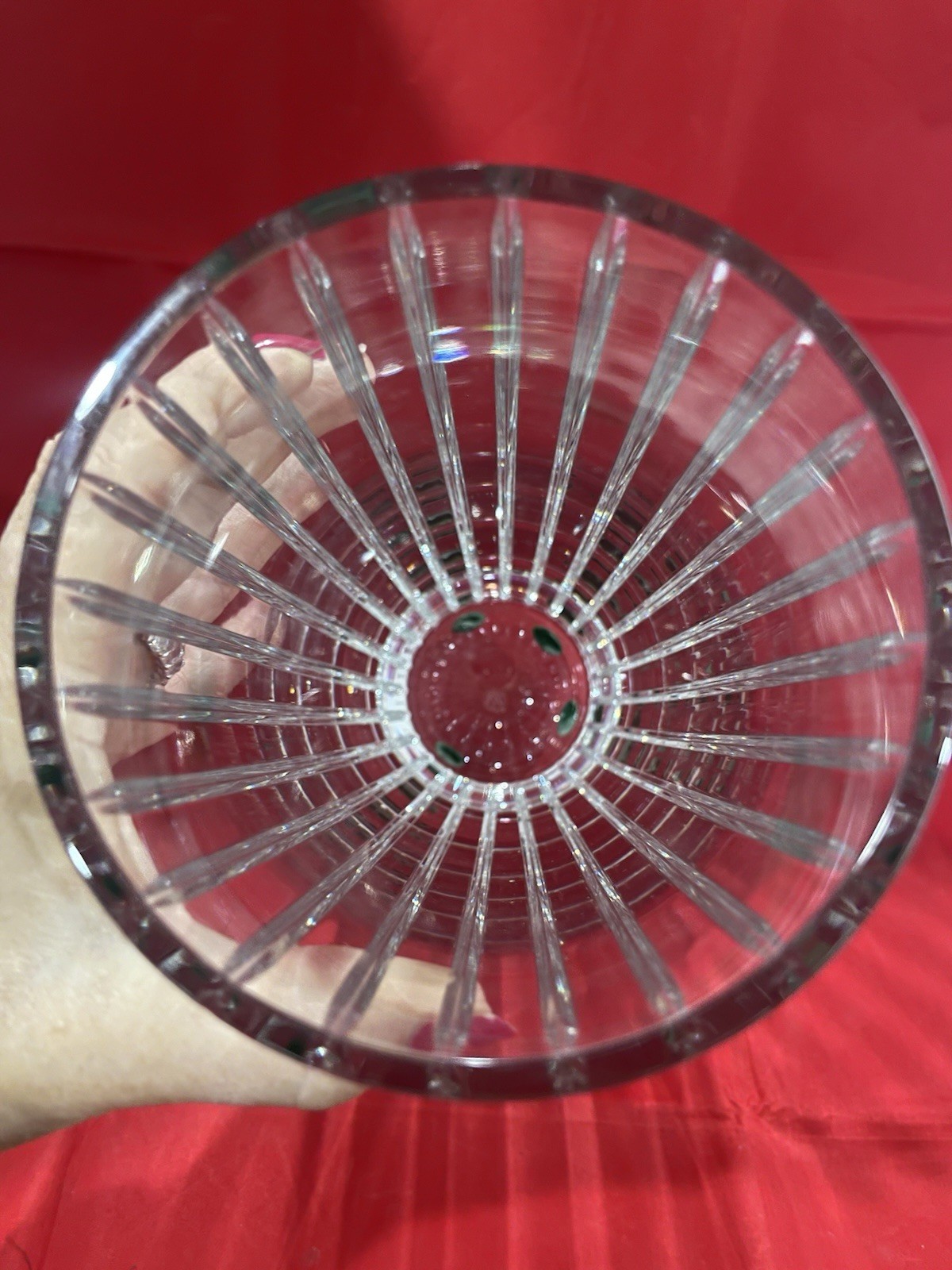 Baccarat, France 12” Signed “Harmonie” Vase, Distinctive Vertical Cut Crystal