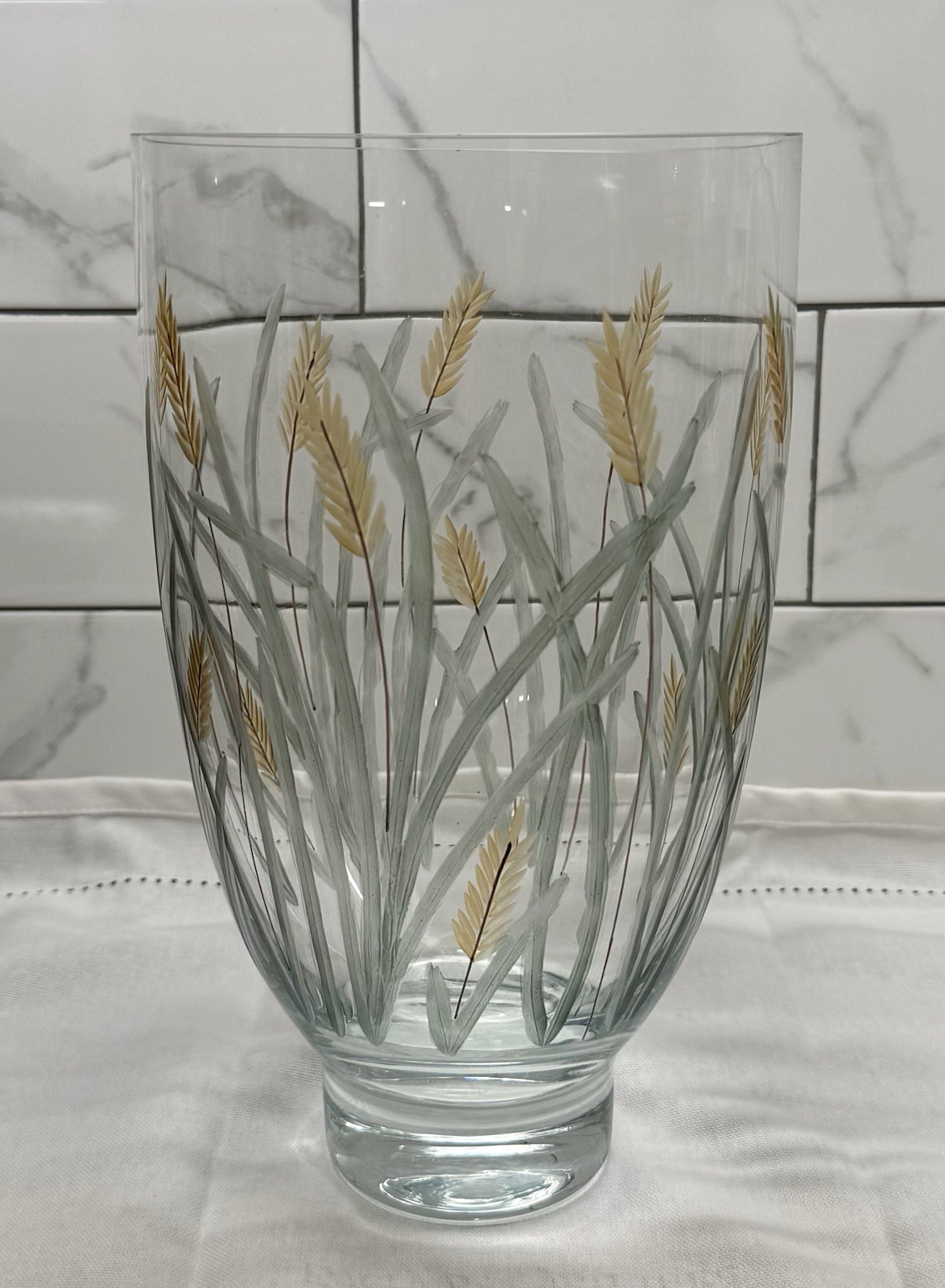 Vintage Romanian Crystal Wheat Vase