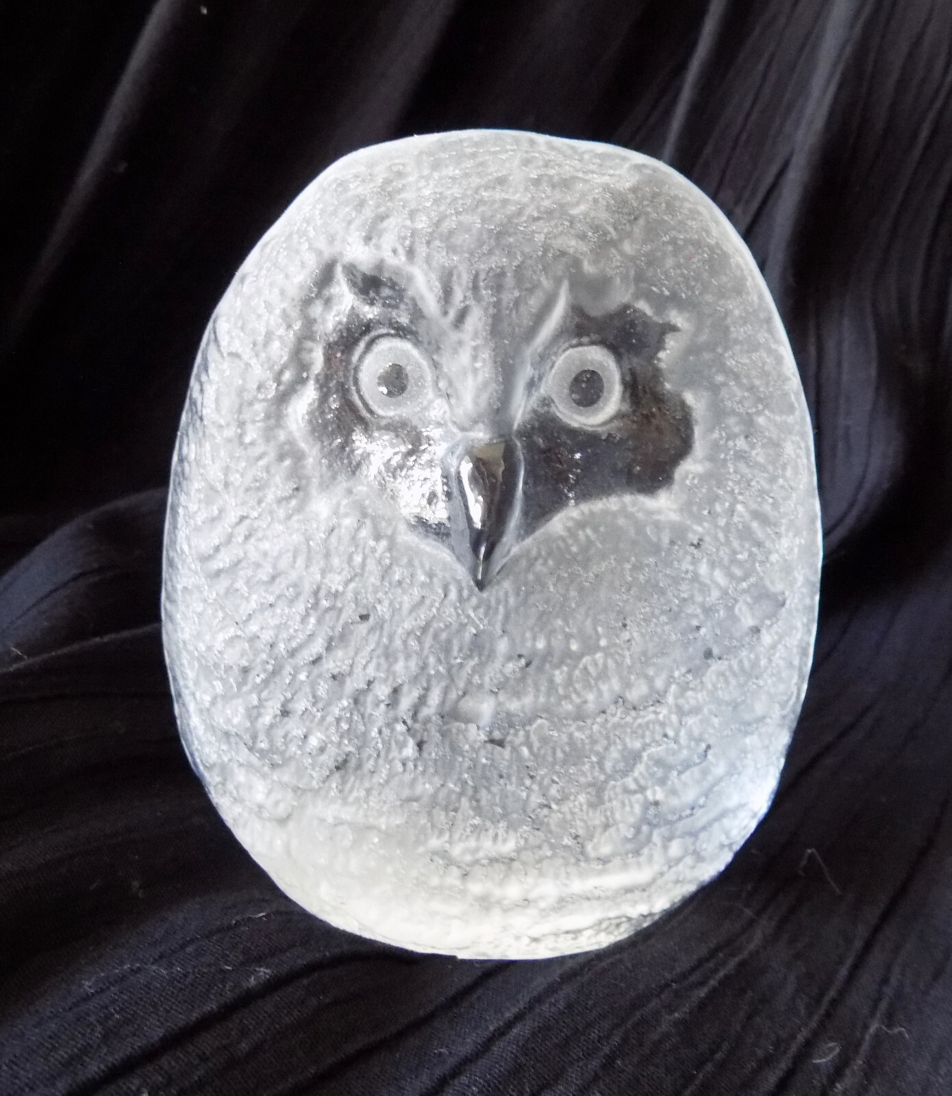 Mats Jonasson Lead Crystal Glass Handmade Signed Baby Owl Paperweight Sweden