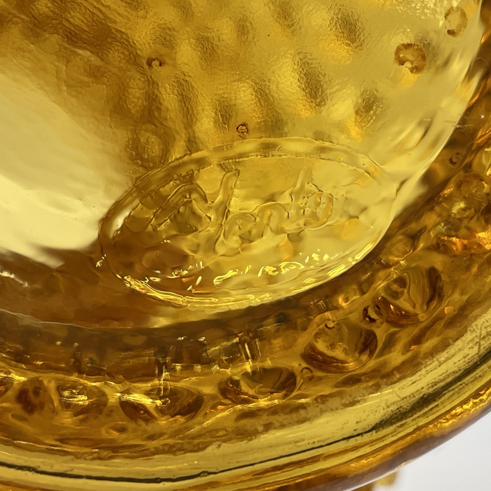 Vintage Fenton Glass Amber Hobnail 11” Ruffled Top Vase Signed