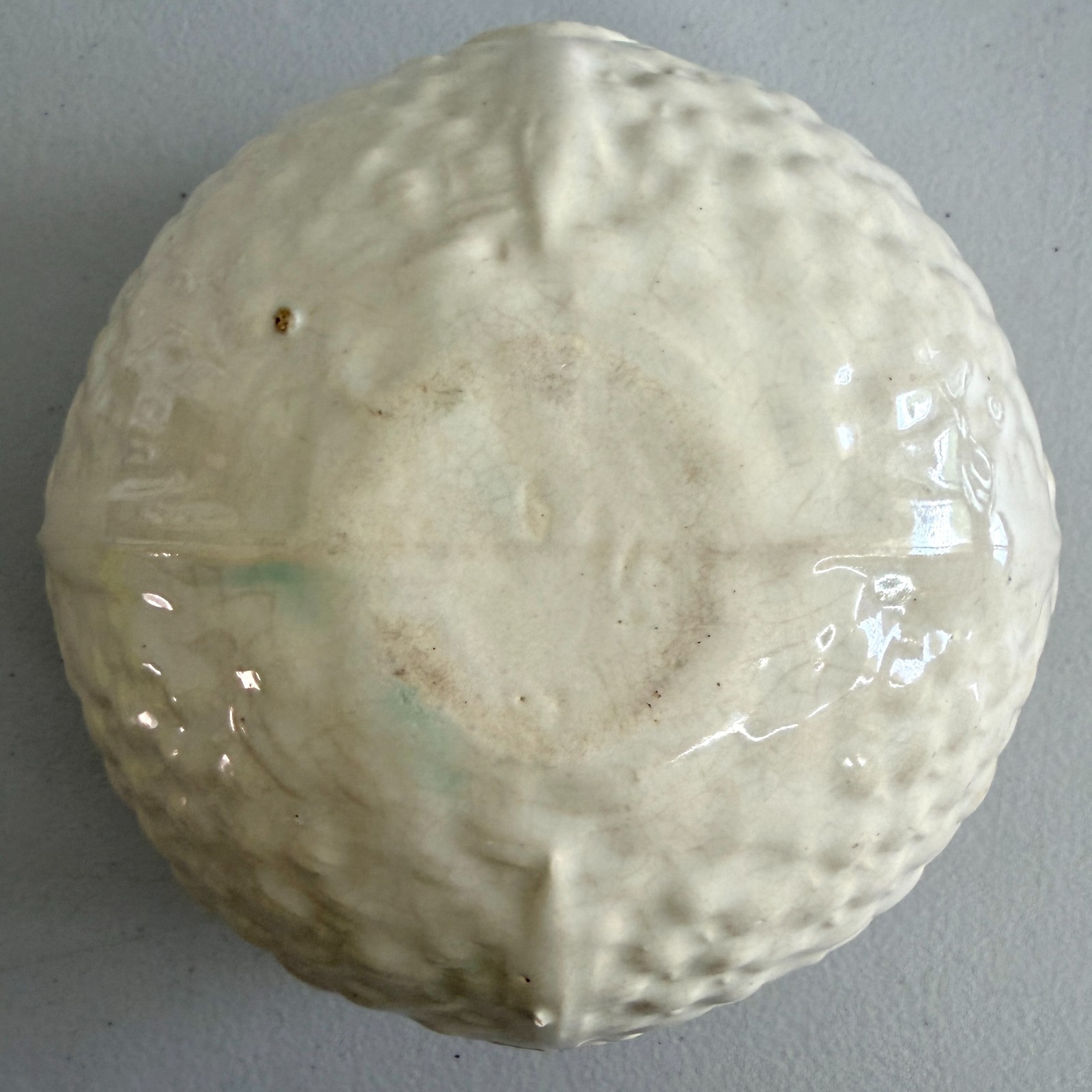 Vintage Nelson McCoy Basketweave Hanging Planter Ivory Pottery Bowl 5in 1930s
