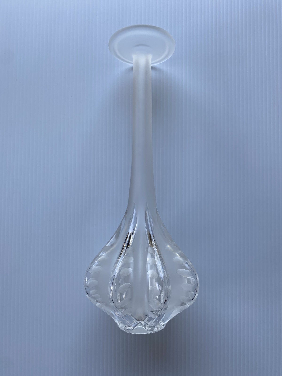 Lalique Claude Etched Crystal Vase 13.5” Marie-Claude Lalique France Vintage