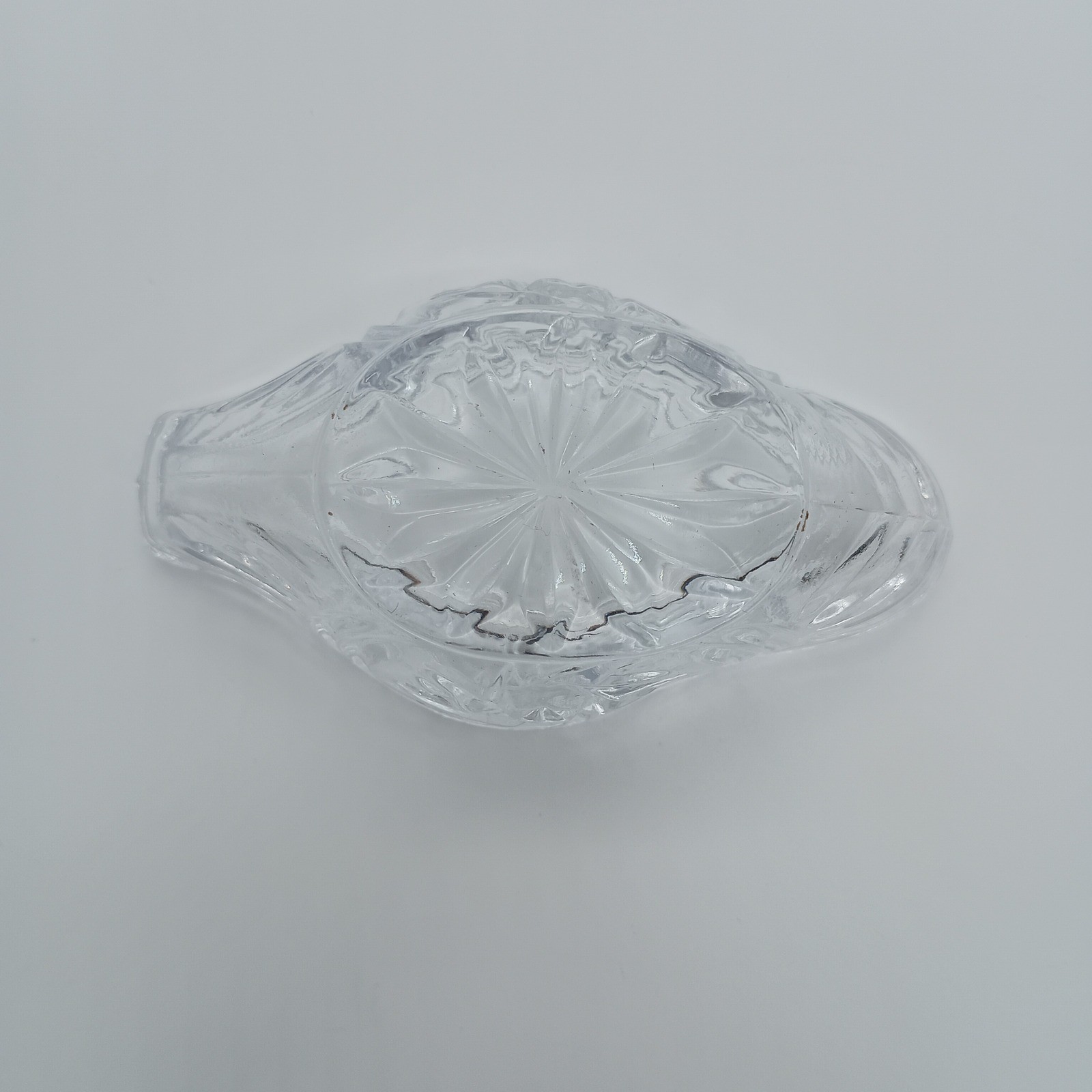 Vintage Clear Pressed Glass Swan Trinket Dish with Lid Jewelry Box Starburst