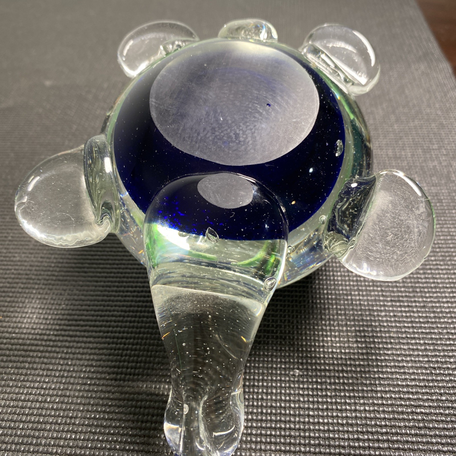 Vintage Art Glass Sea Turtle Paperweight Figurine Controlled Bubble Ocean Scene
